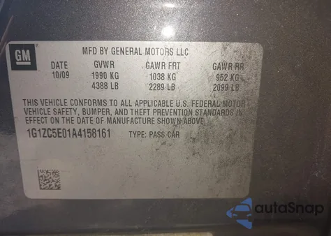 2010 Chevrolet Malibu Lt from USA, damaged, VIN 1G1ZC5E01A4158161